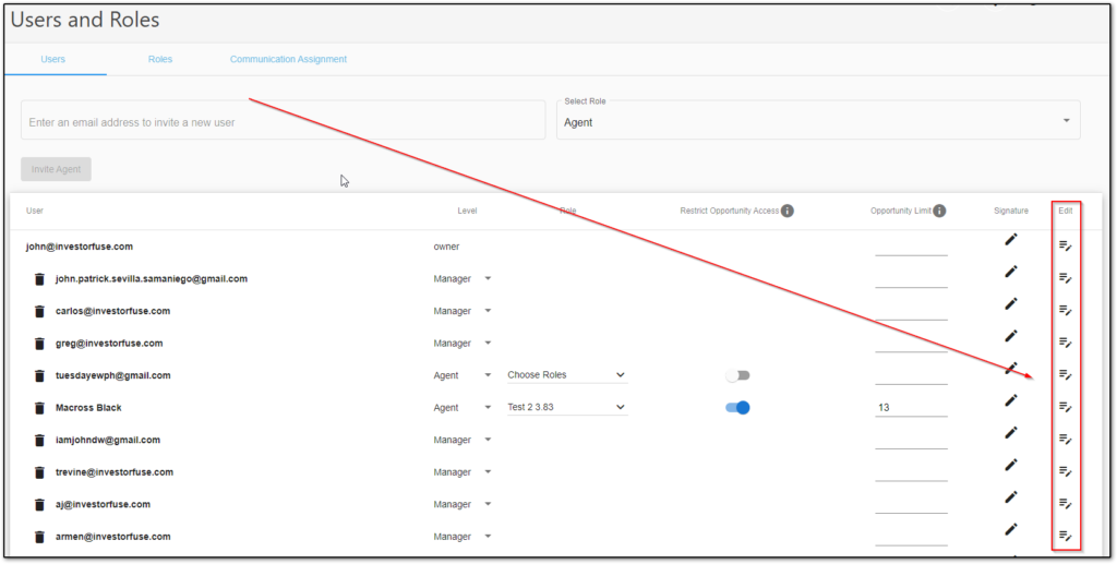 InvestorFuse Users and Roles