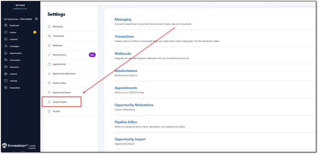 InvestorFuse Contact Import